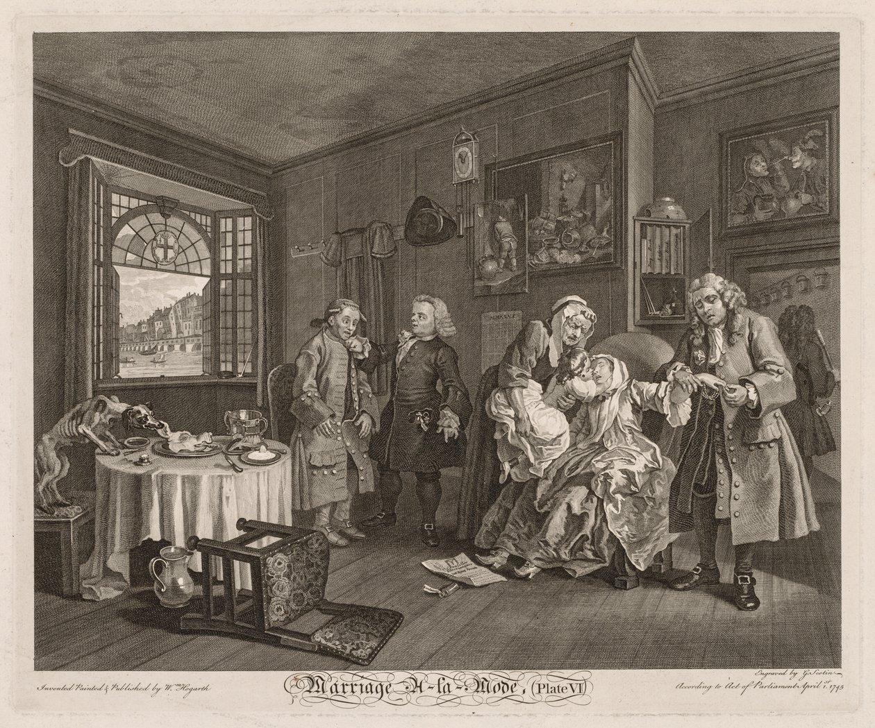 Ægteskab à la Mode: Grevindens død af William Hogarth