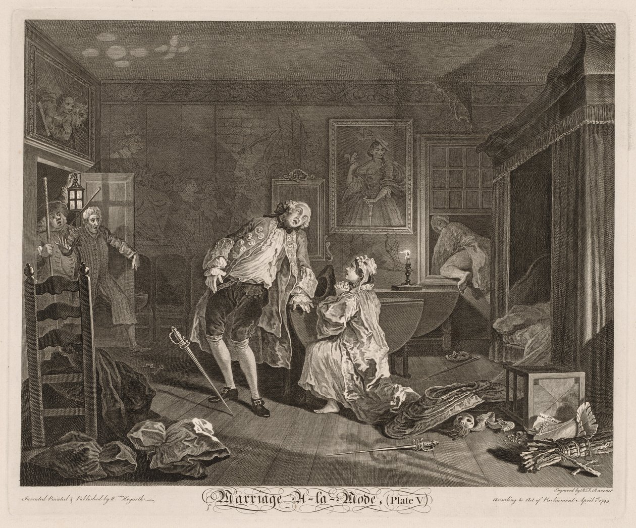 Ægteskab à la Mode: Jarlens død af William Hogarth