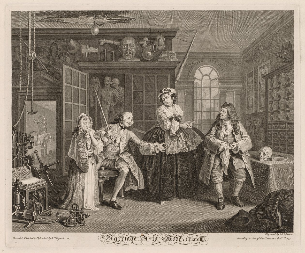 Ægteskab à la Mode: Scenen med kvaksalveren af William Hogarth