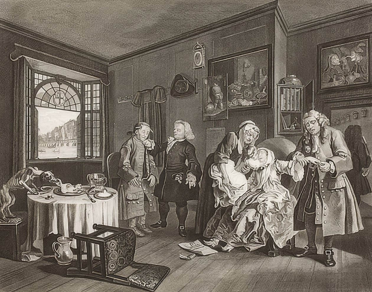 Ægteskab à la Mode / ægteskab efter mode. Ark 6: Damen? S Død / Grevindens selvmord. 1745 af William Hogarth