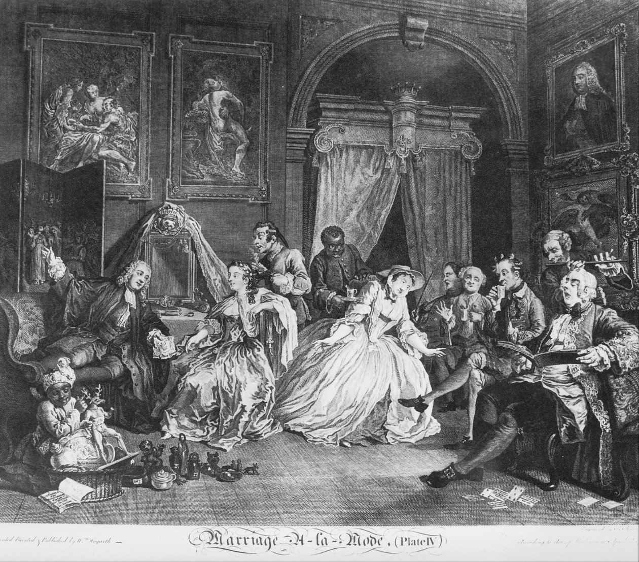 Ægteskab à la Mode, Plate 4, (Grevindens Levee) af William Hogarth