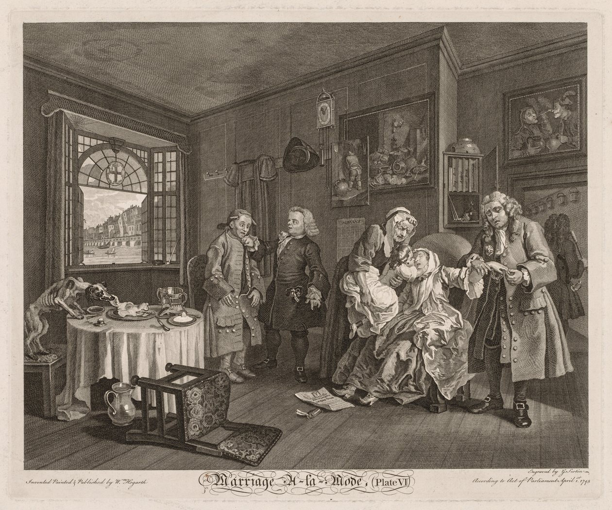 Ægteskab à la Mode: Grevindens død af William Hogarth