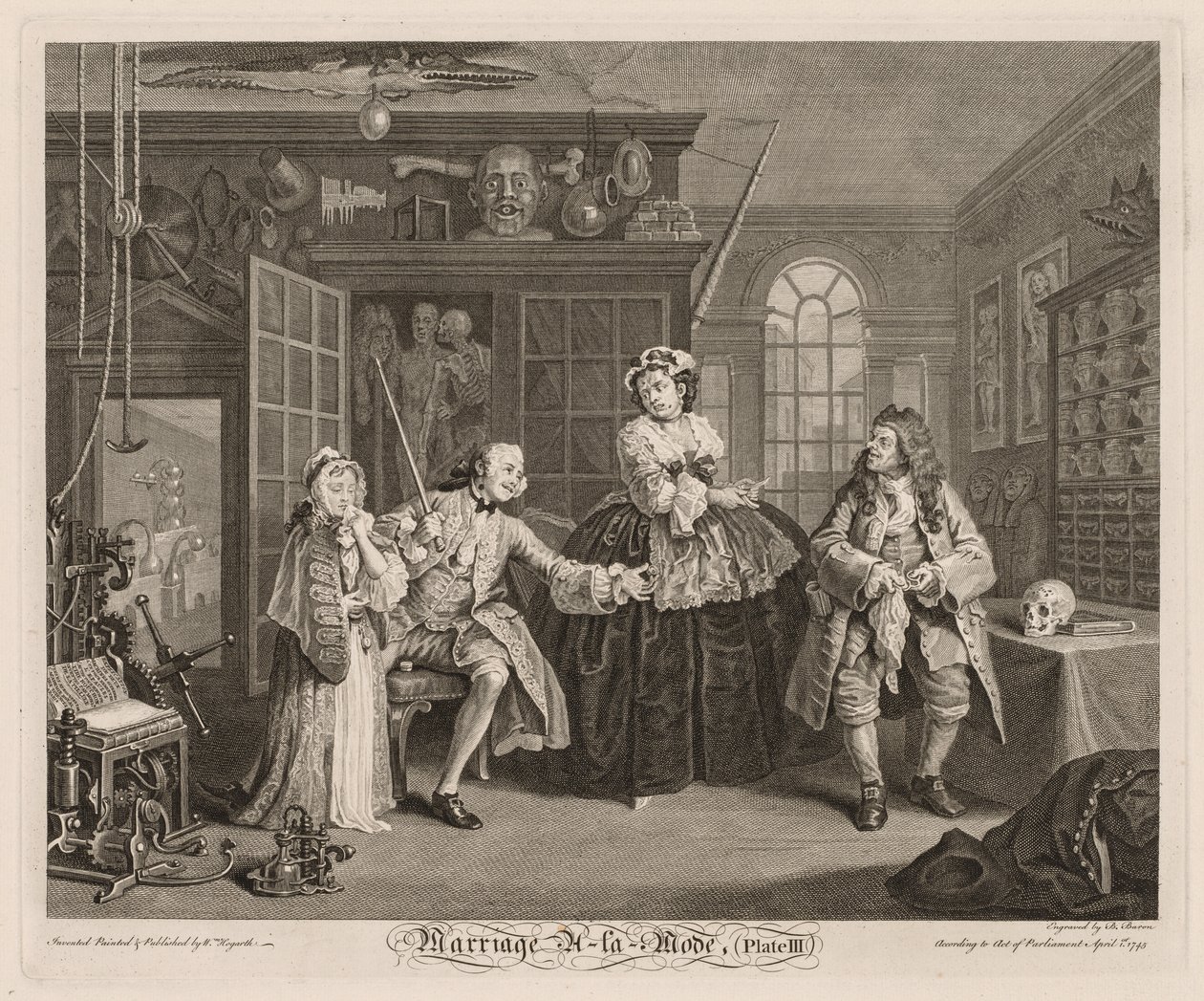 Ægteskab à la Mode: Scenen med kvaksalveren af William Hogarth