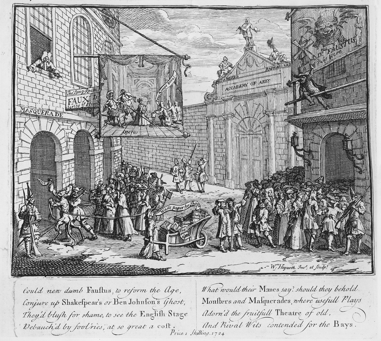 Maskerader og operaer, Burlington Gate, 1724 af William Hogarth