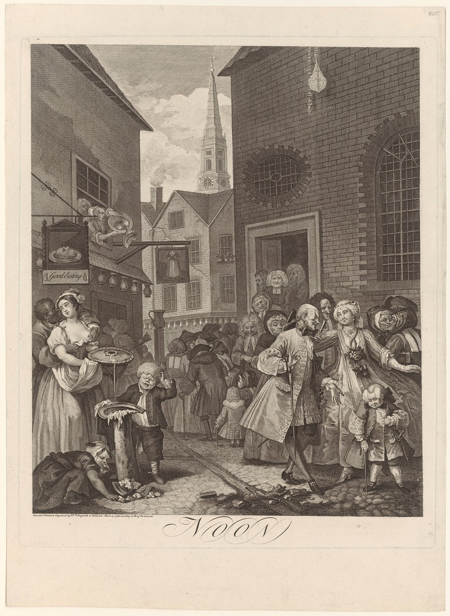 Frokost, side 2 i afsnittet »Fire tidspunkter på dagen« af William Hogarth