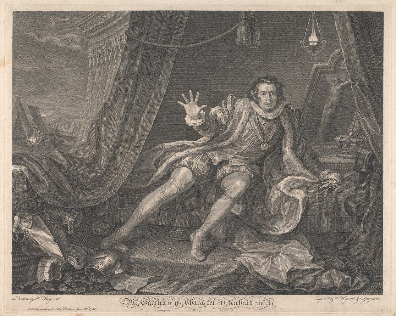 Mr. Garrick i Karakteren af Richard den Tredje - "Richard III," Akt V, Scene VII af William Hogarth
