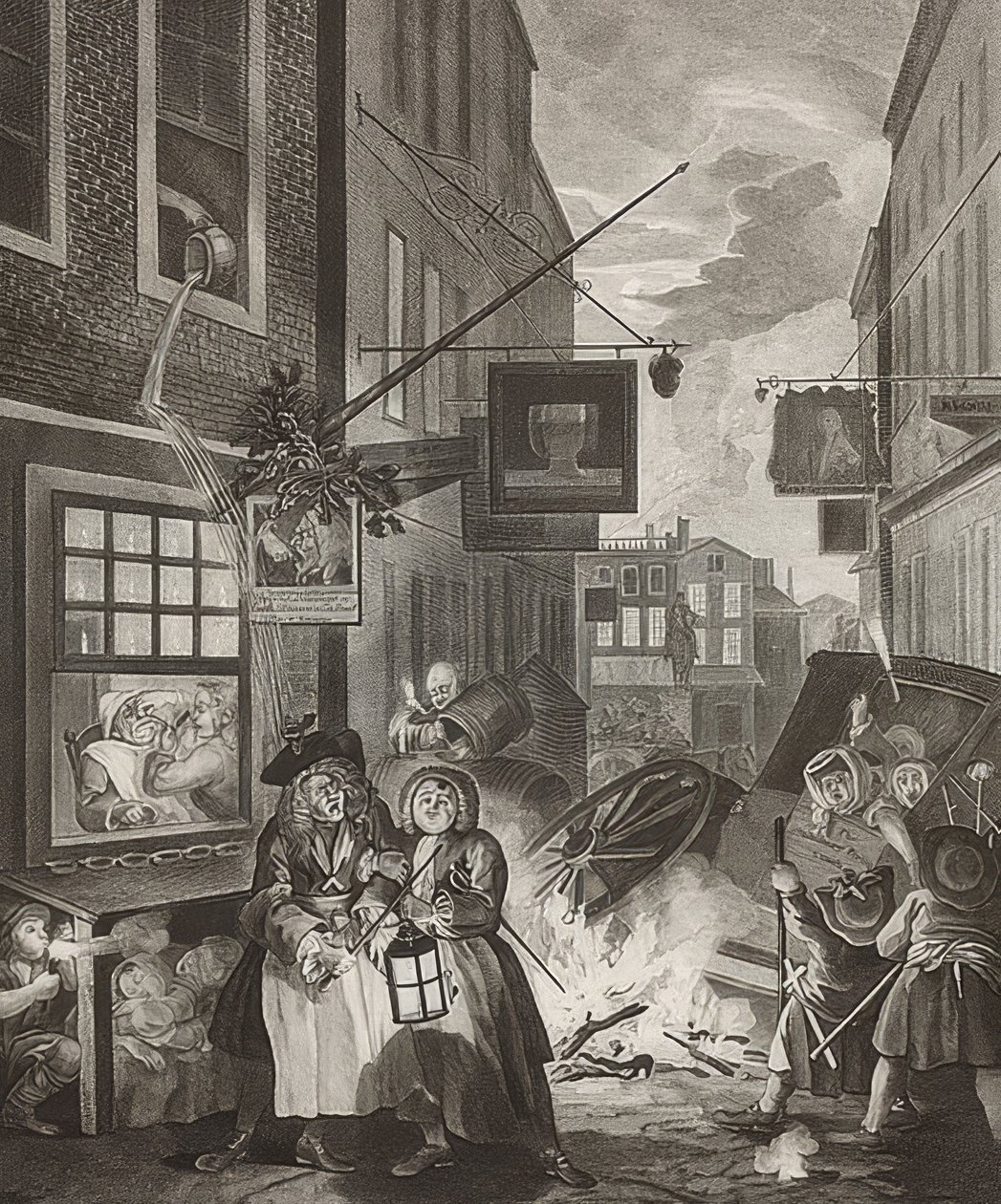 Nat / Nacht. Fra: Dagens fire tider / Die vier Tageszeiten. 1738 af William Hogarth