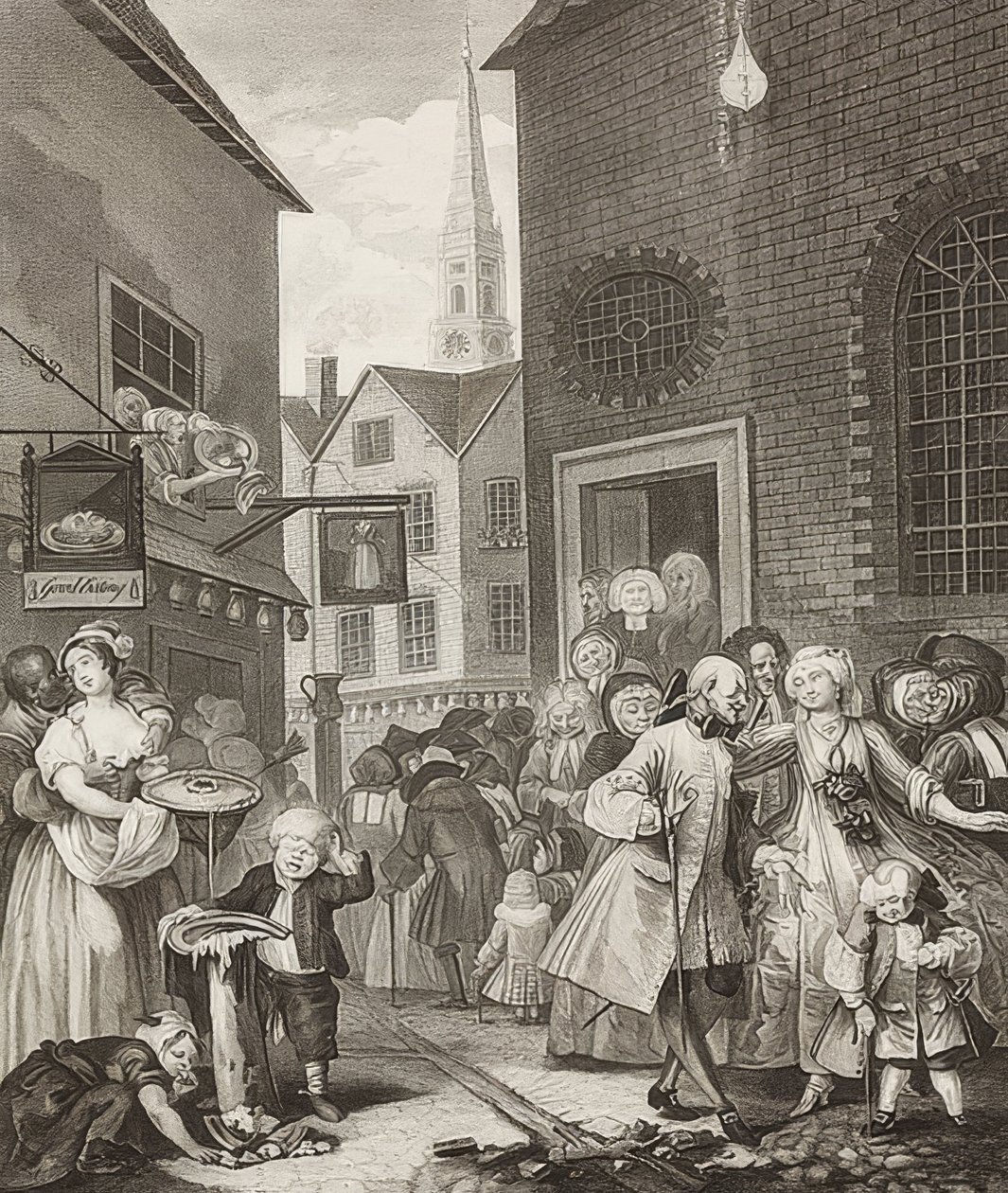 Middag/middag. Fra: De fire gange på dagen / De fire gange på dagen. 1738 af William Hogarth