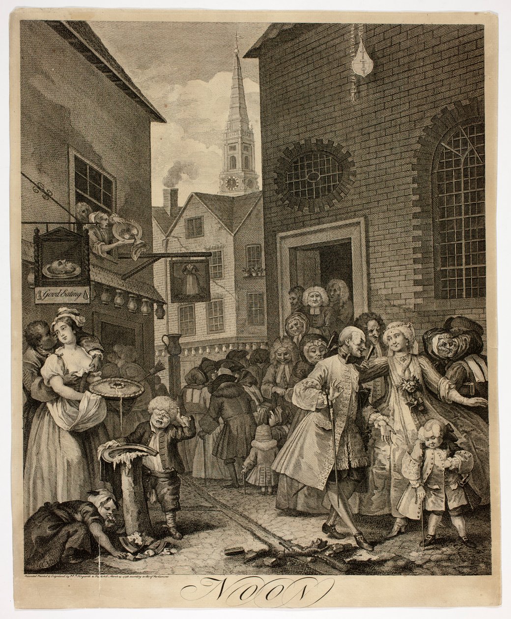 Middag, tallerken to fra The Four Times of Day af William Hogarth