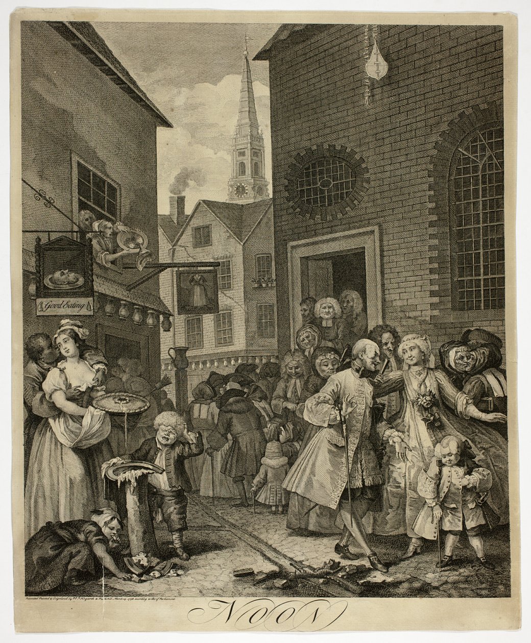 Middag, tallerken to fra The Four Times of Day af William Hogarth