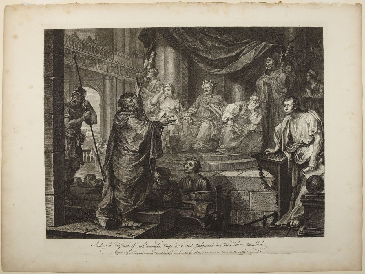 Paulus foran Felix af William Hogarth