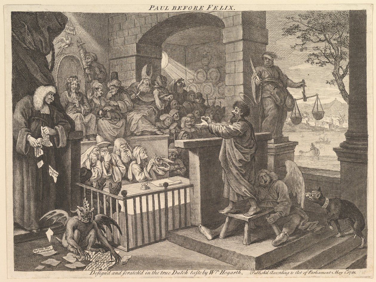 Paul før Felix – en parodi af William Hogarth