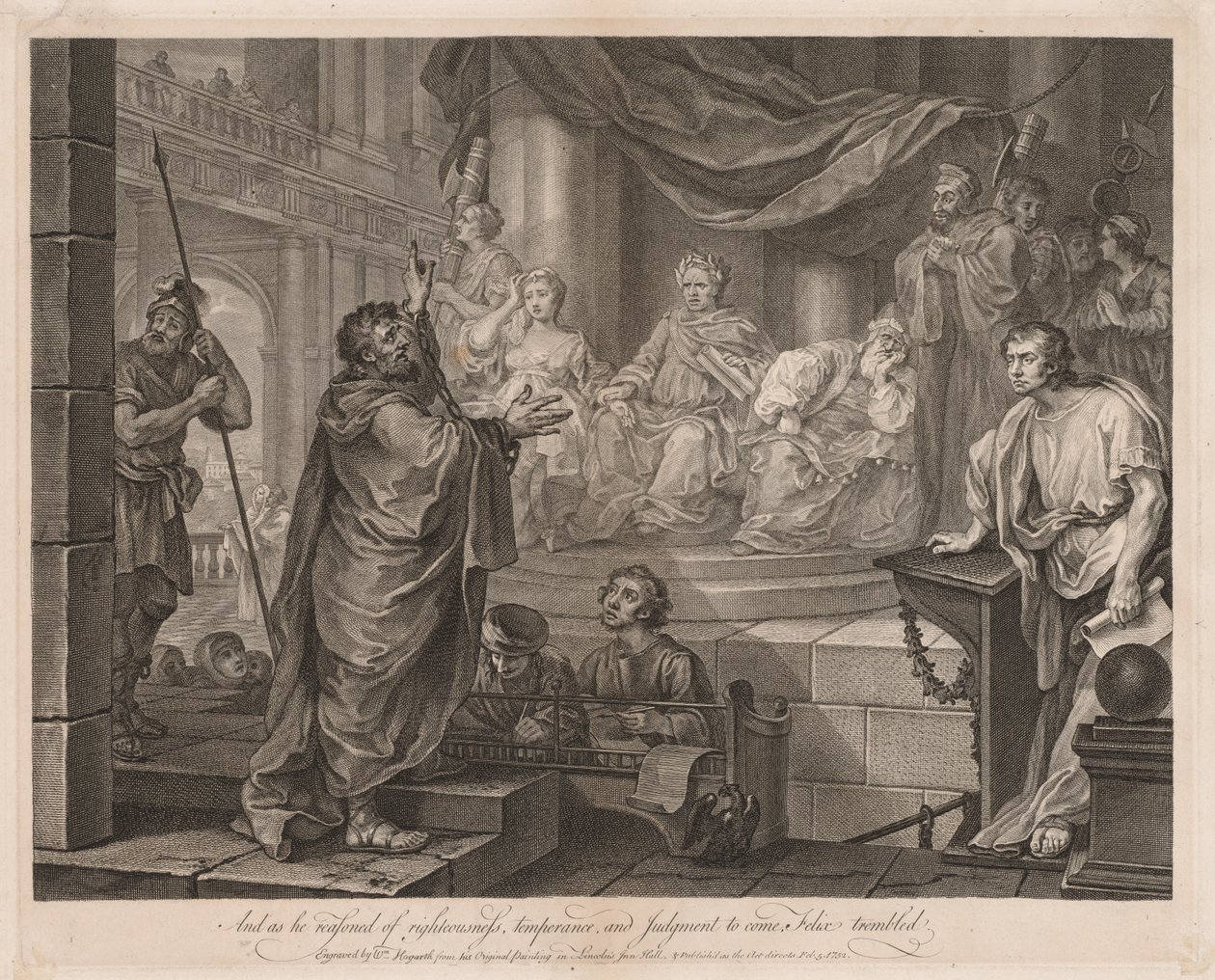 Paul før Félix (Stor tallerken) af William Hogarth