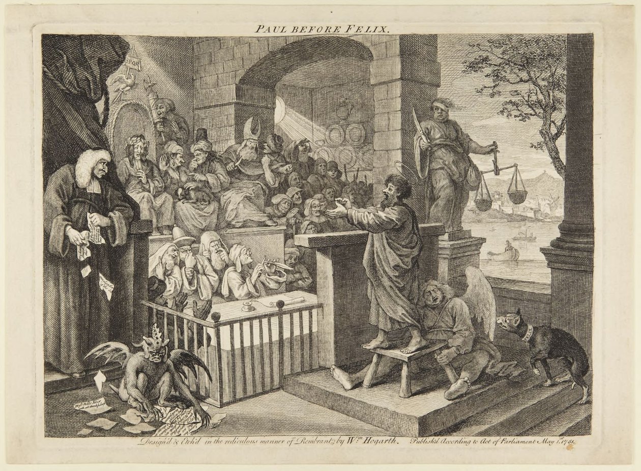 Paulus foran Felix af William Hogarth