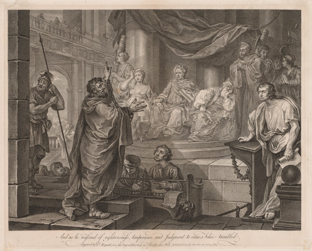 Paul før Félix (Stor tallerken) af William Hogarth