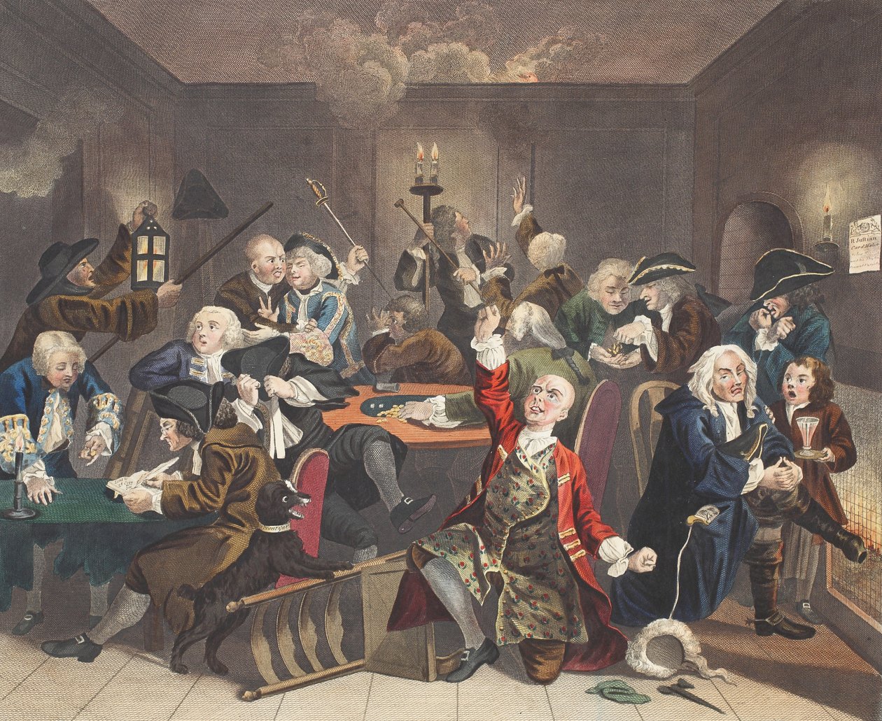 Scene i et spillehus, plade VI fra 