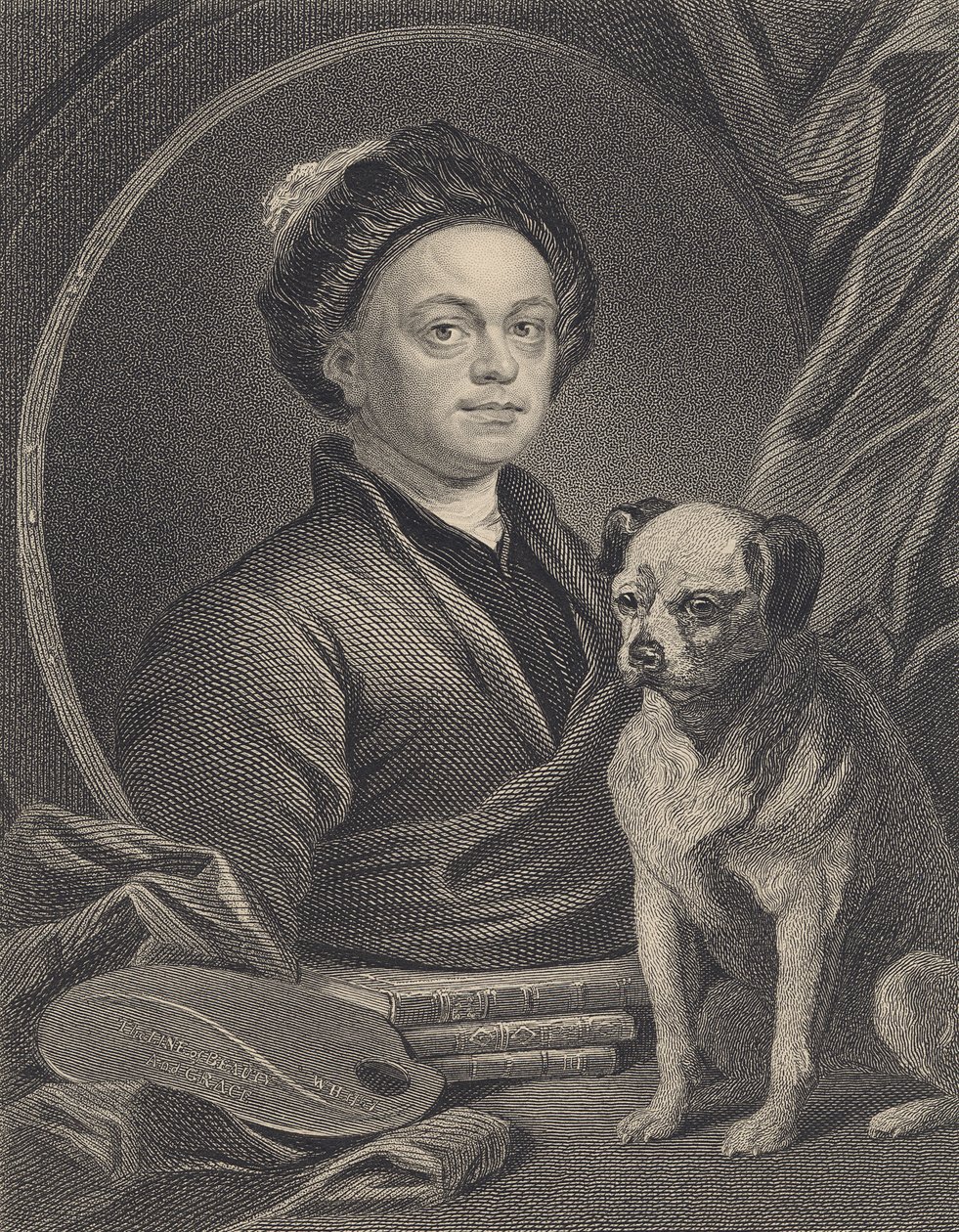 Selvportræt, graveret af J. Mollison af William Hogarth