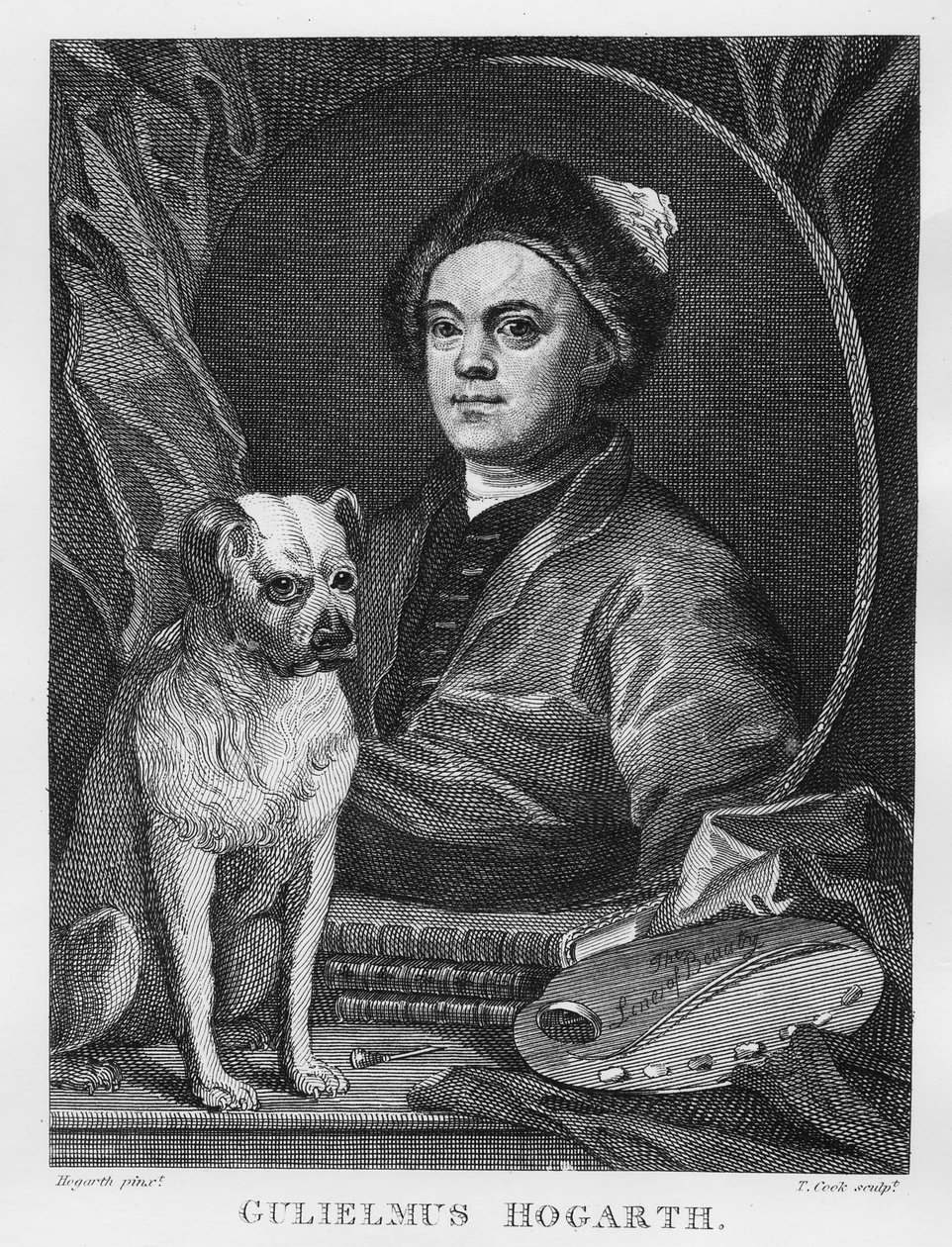 Selvportræt, graveret af T. Cook, 1809 af William Hogarth