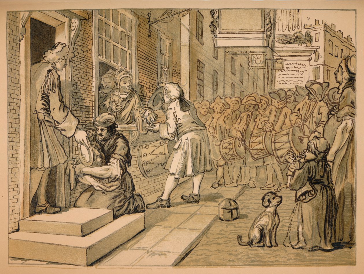 Skitse for industri og lediggang - Tavle VI, 1747 af William Hogarth