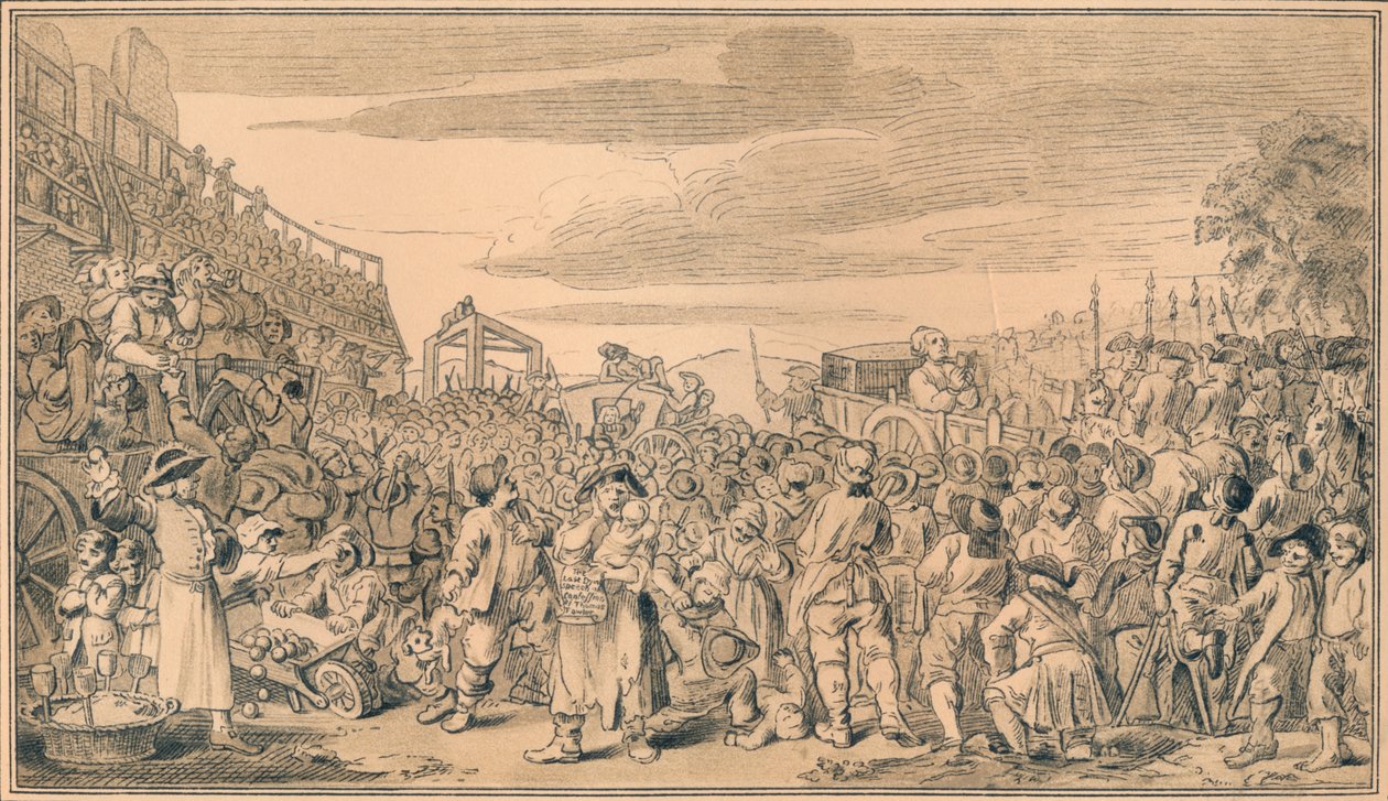 Skitse til plade XI af industri og lediggang, 1747 af William Hogarth