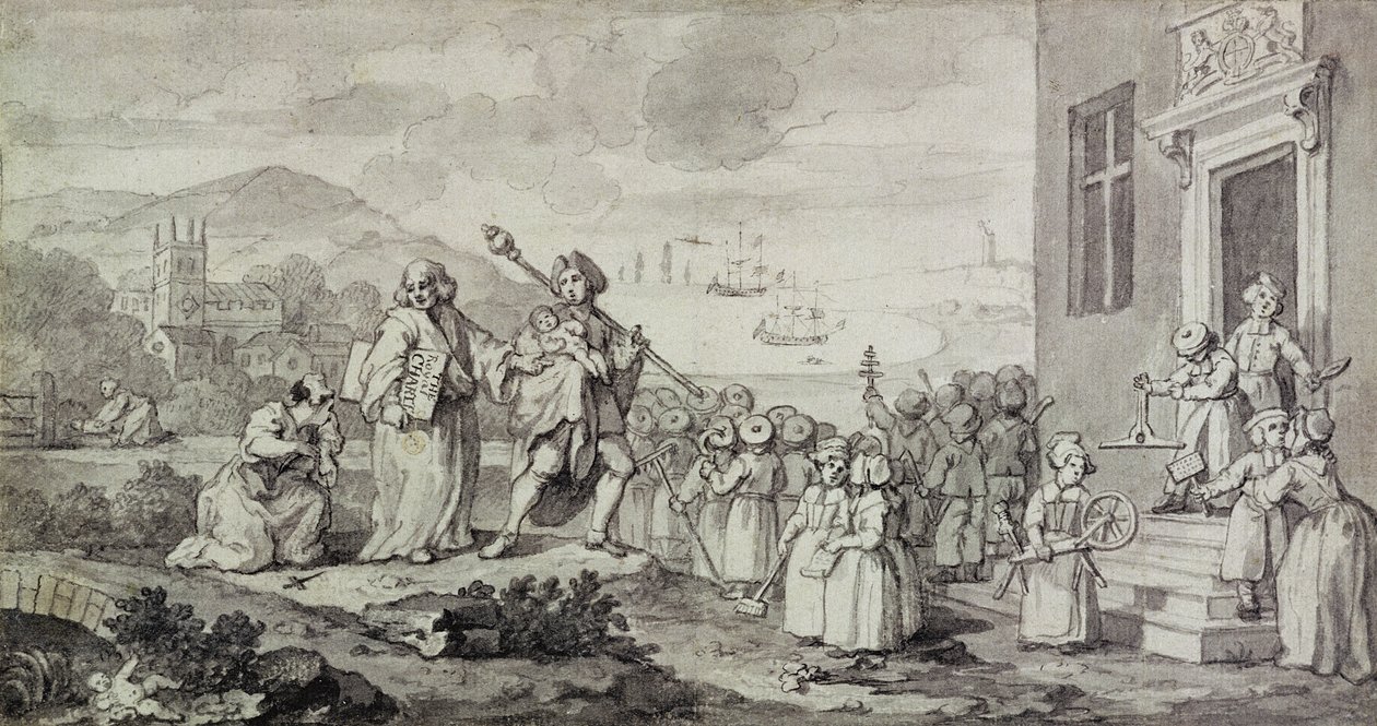 Study for the Foundlings (pen, blæk og vask på papir) af William Hogarth
