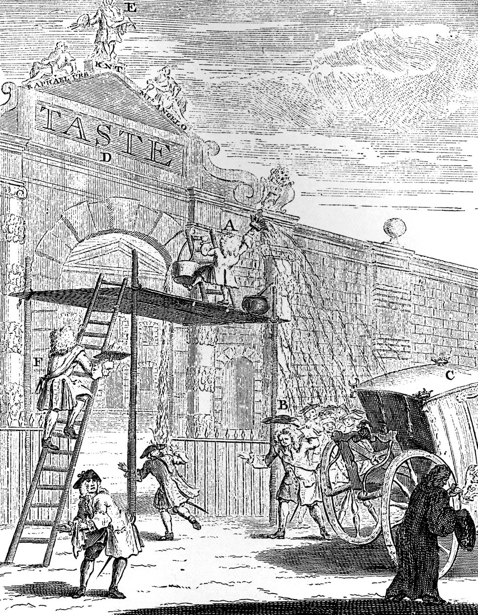 Smag: The Gate of Burlington House, 1731. af William Hogarth