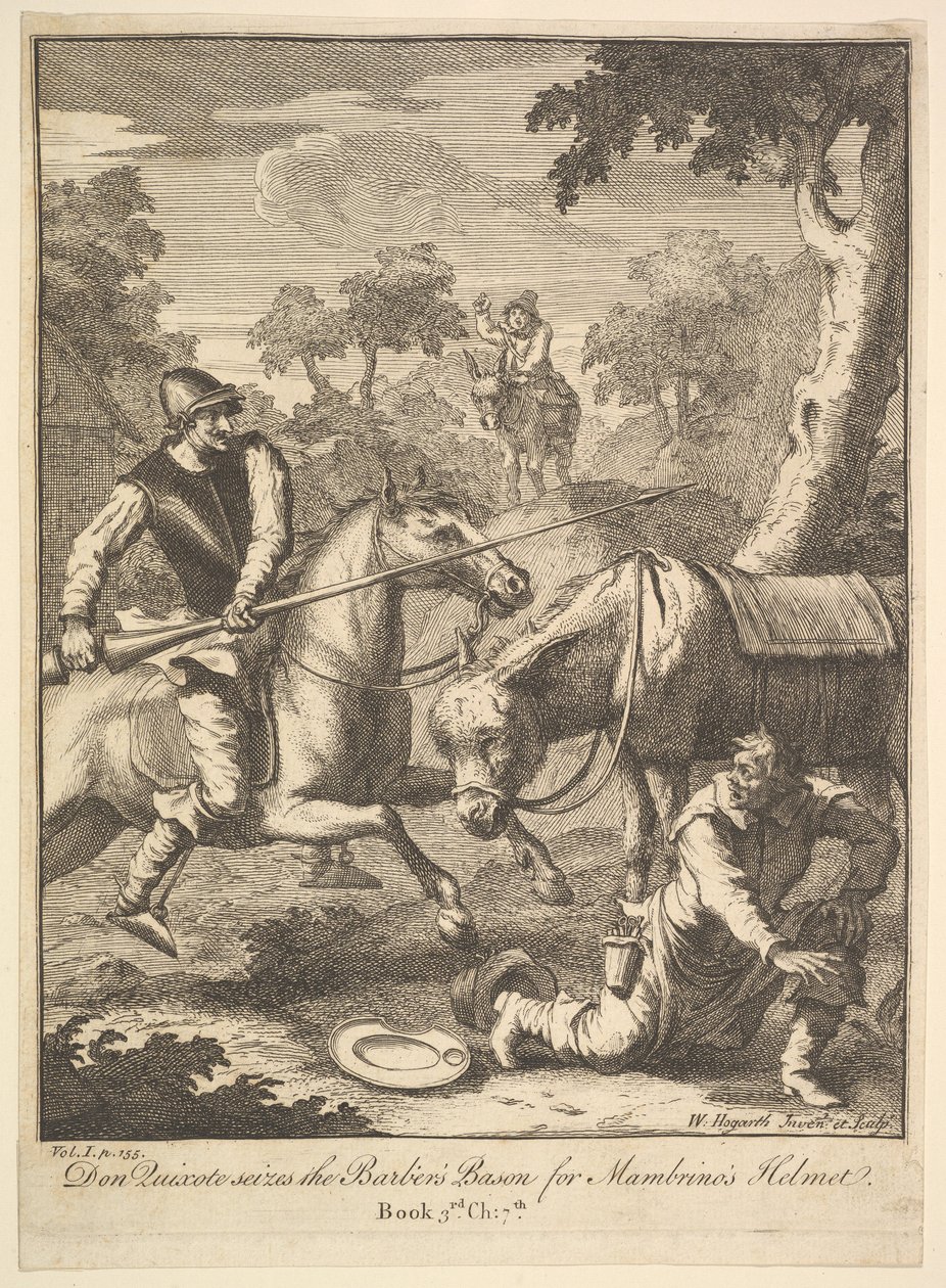 The Adventure of Mambrinos Hjelm Seks illustrationer til Don Quixote, 1756 eller senere. af William Hogarth