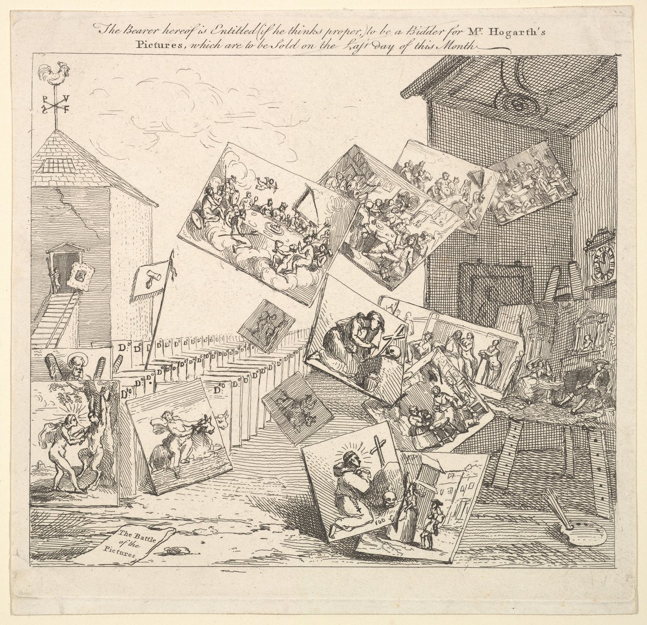 Slaget om billederne, 1745. af William Hogarth