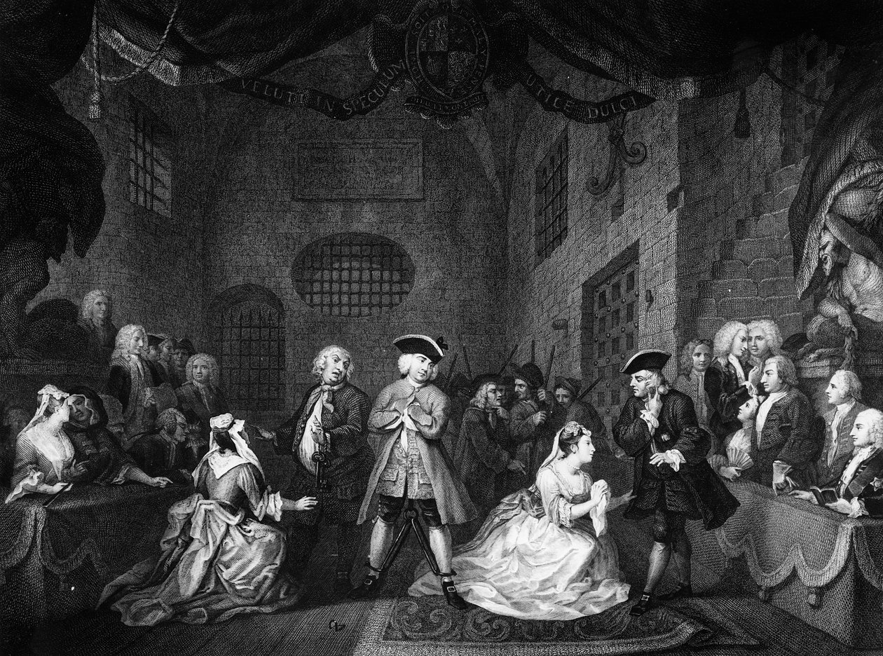 Tiggeroperaen, Scene III, Akt XI, ca. 1728 af William Hogarth