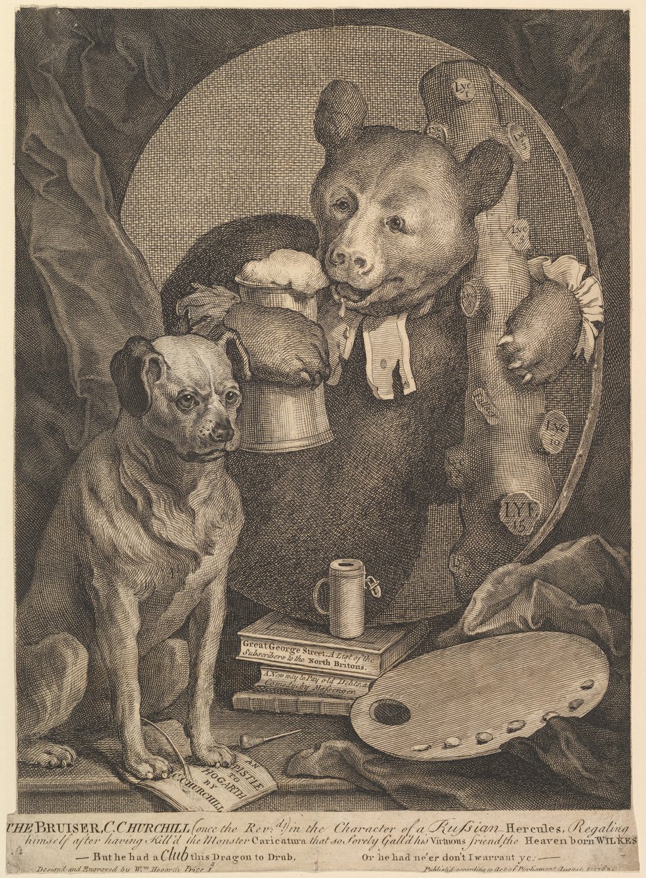 Slagsbroderen (karikatur af Charles Churchill) af William Hogarth