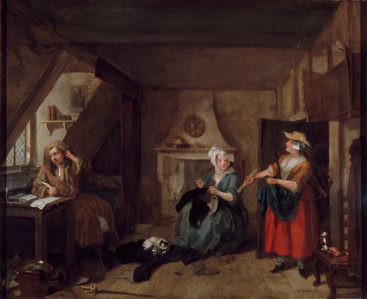 Den nødstedte digter, 1733-1735. af William Hogarth