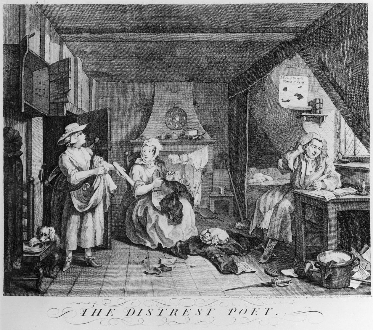 Den nødstedte digter, 1740 af William Hogarth