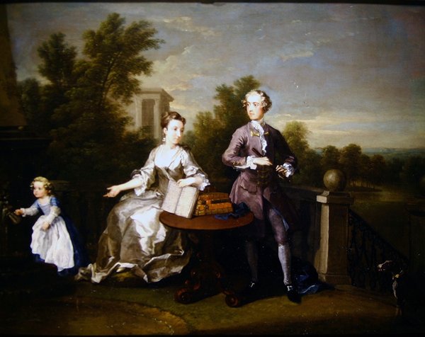 Familien Edwards Hamilton på deres terrasse i Kensington af William Hogarth