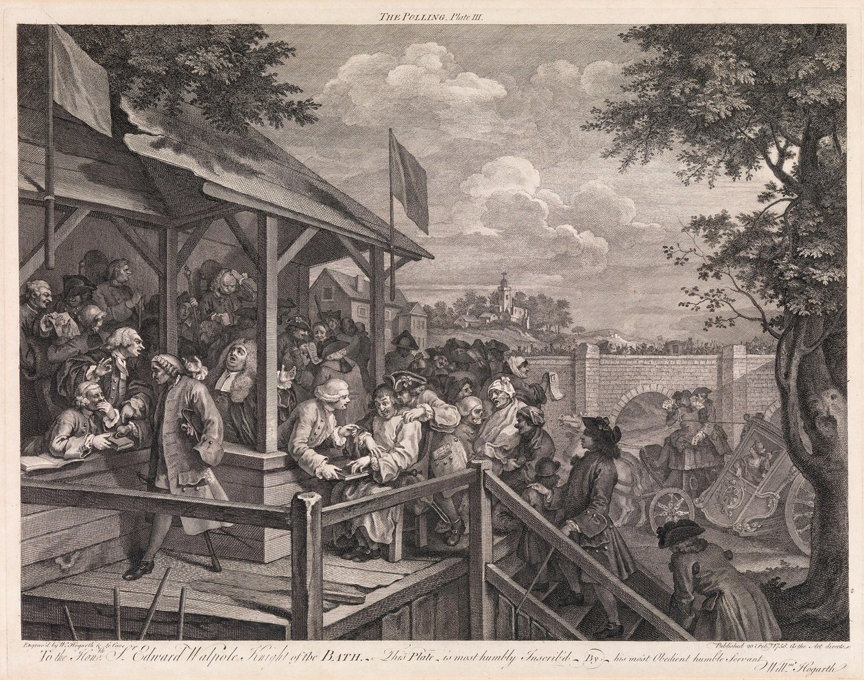 Valget, planche 3: «Afstemningen» af William Hogarth