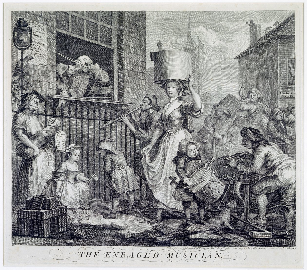 Den rasende musiker, 1741 af William Hogarth