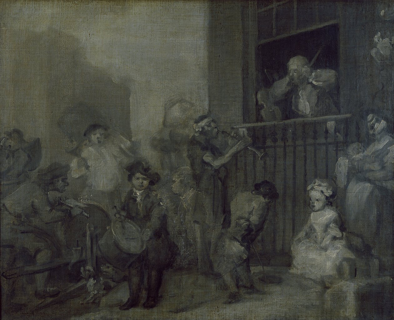 Den rasende musiker, 1600-tallet af William Hogarth