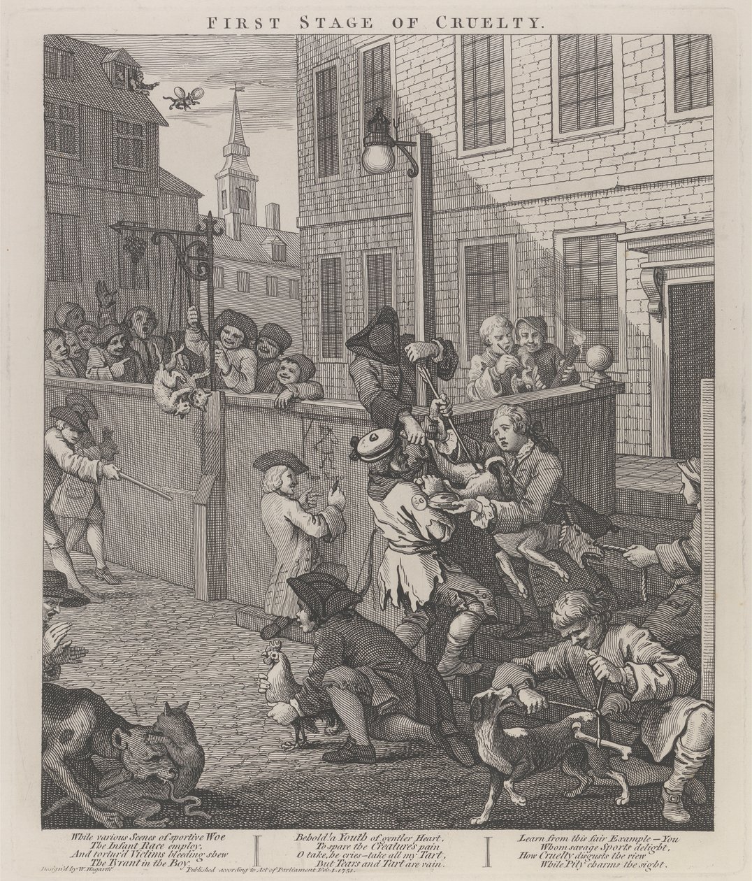 Den første fase af grusomhed: Børn, der torturerer dyr af William Hogarth