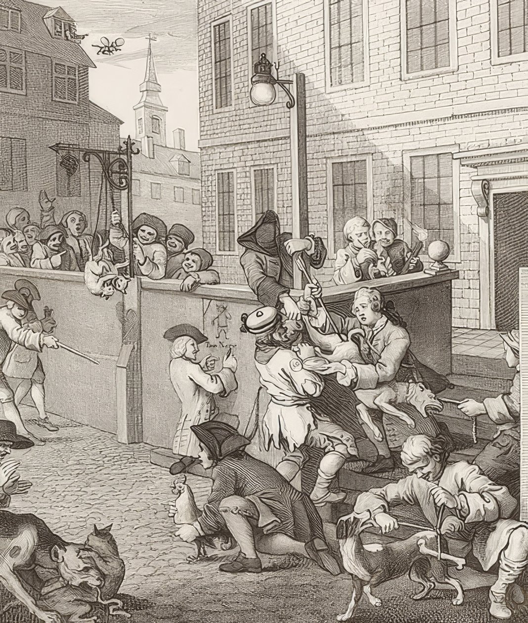 Grusomhedens første fase. Fra: Grusomhedens fire stadier / Grusomhedens fire stadier. 1751 af William Hogarth