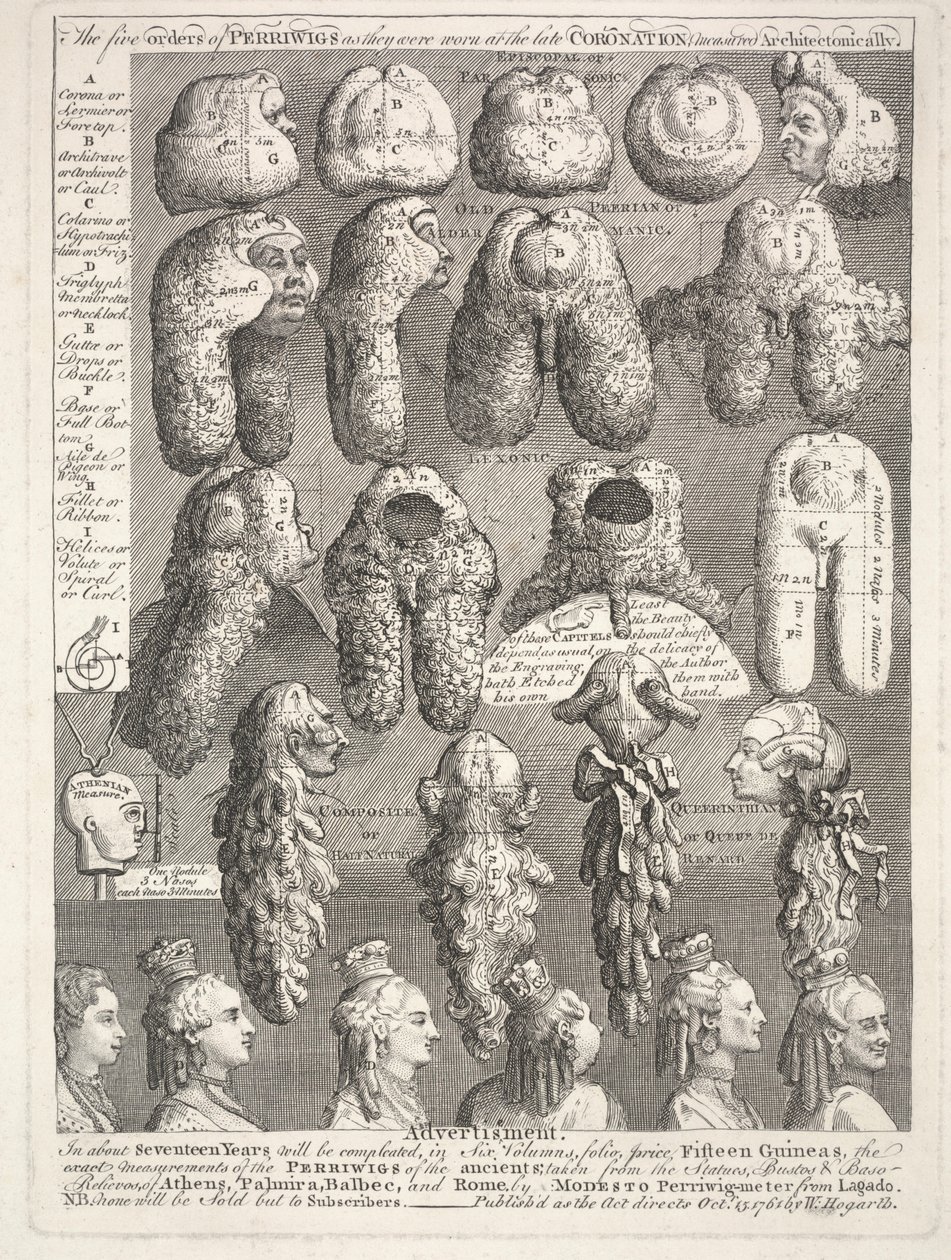 The Five Orders of the Perriwigs, 15. oktober af William Hogarth