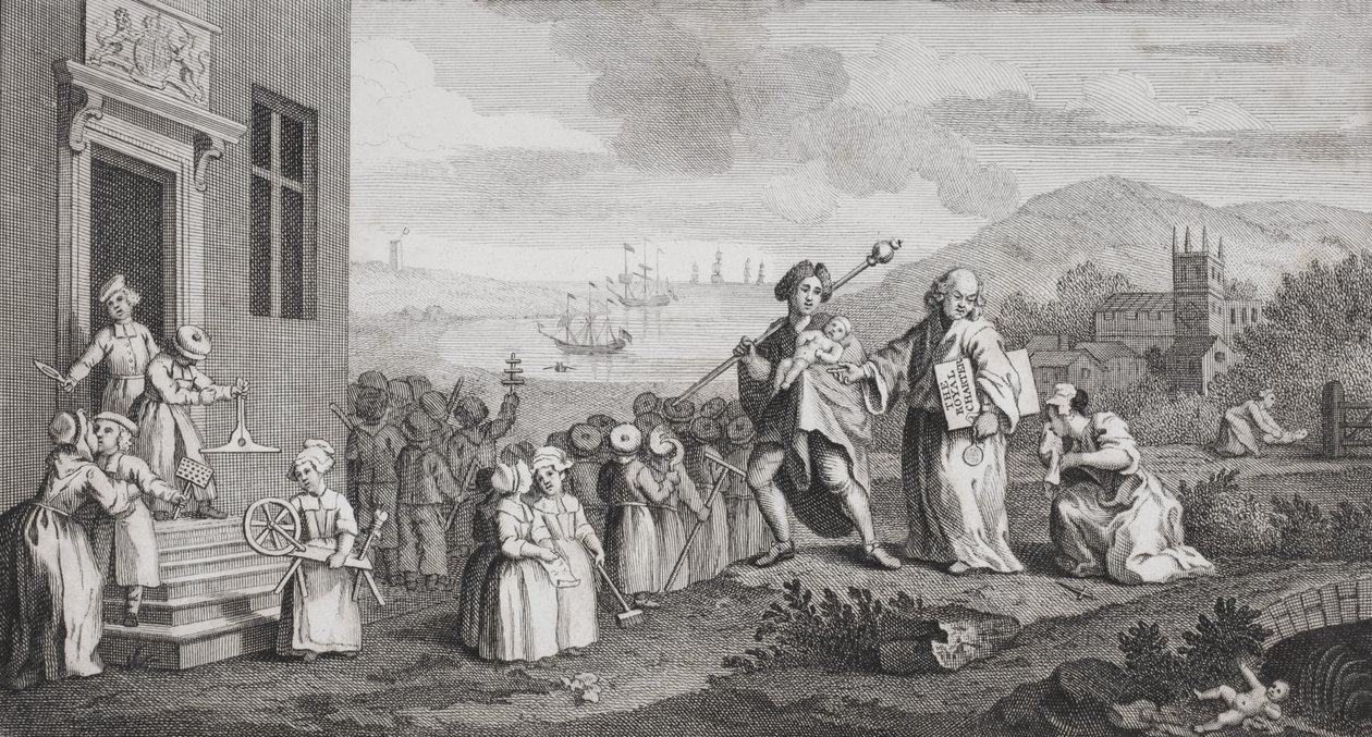The Foundlings, graveret af F. Morellon La Cave af William Hogarth