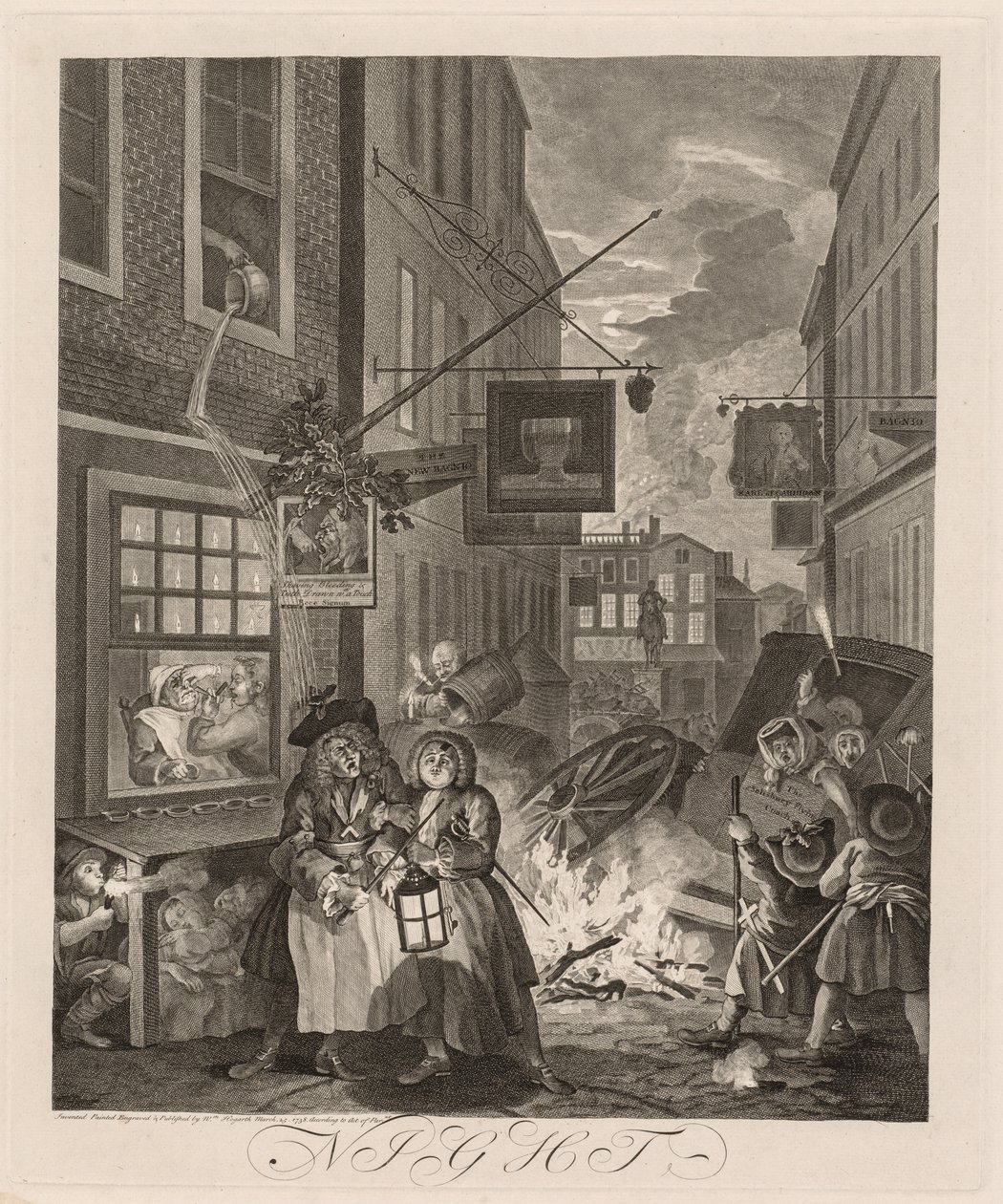 De fire gange på dagen: Nat af William Hogarth