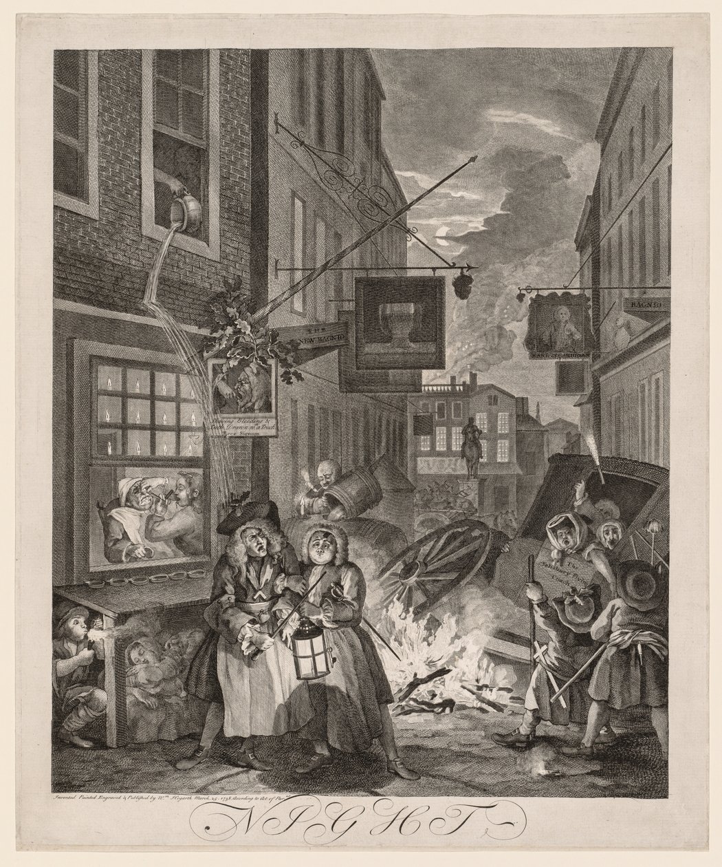 De fire gange på dagen: Nat af William Hogarth