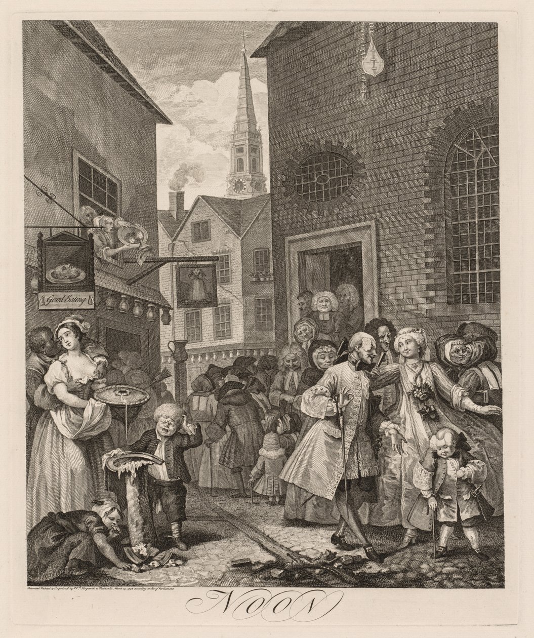 De fire gange på dagen: middag, 1738. af William Hogarth