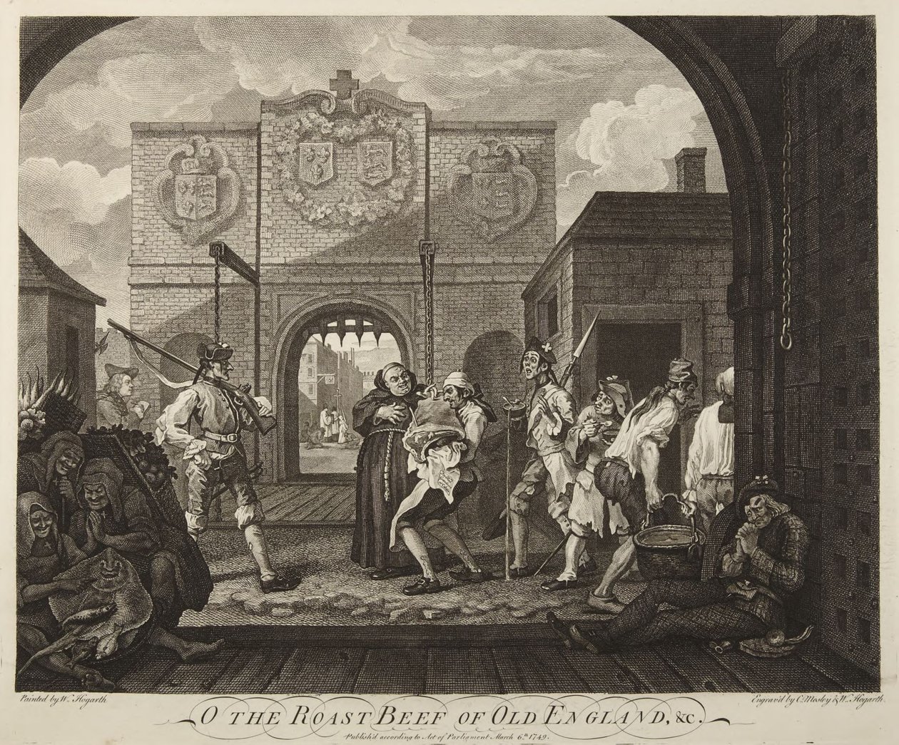 Porten i Calais eller Det gamle Englands roastbeef af William Hogarth