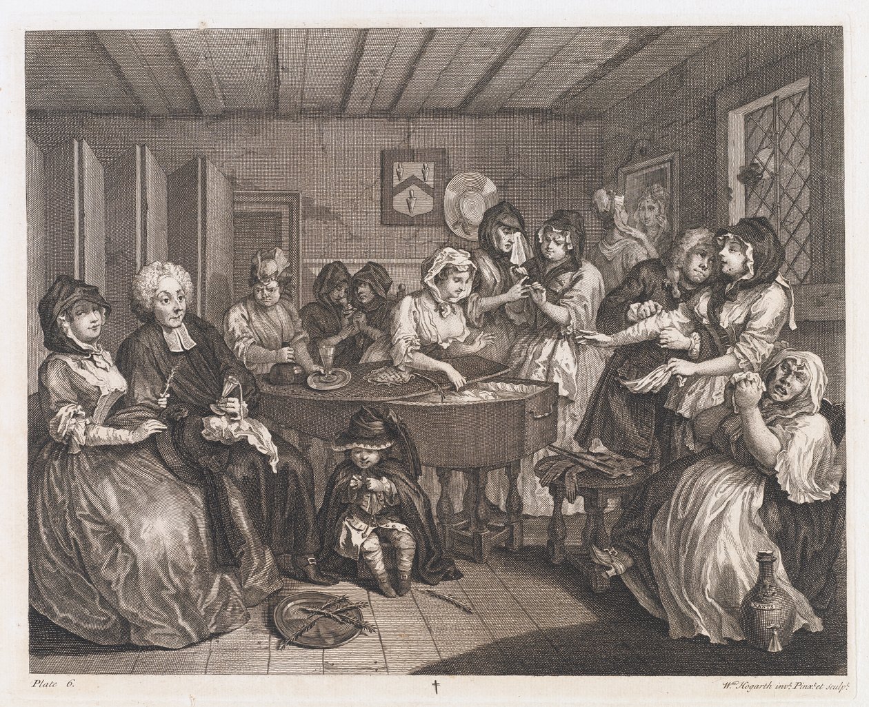 Skøgens begravelse, designet 1732, trykt 1744 (ætsning og gravering) af William Hogarth