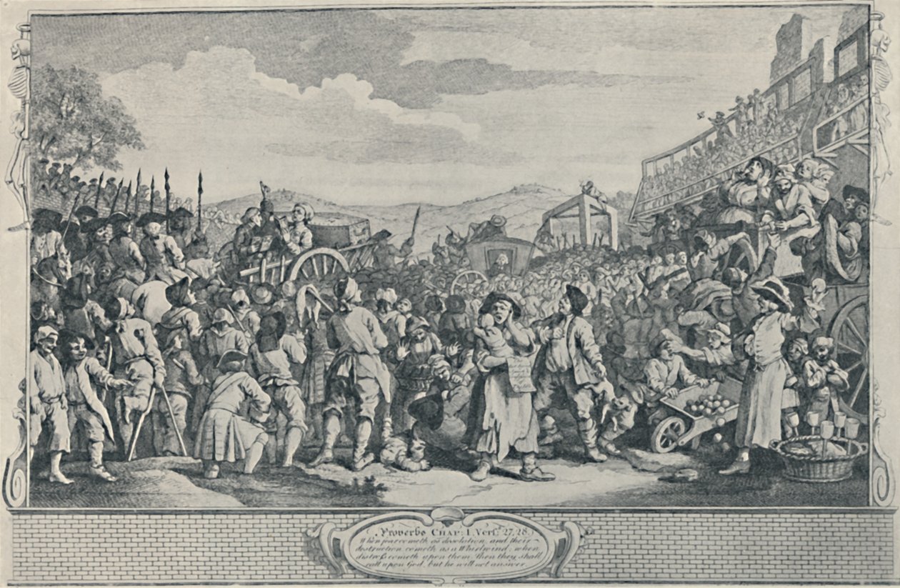 The Idle Prentice Executed at Tyburn From the Industry and Idleness Series, 1747, 1920 af William Hogarth