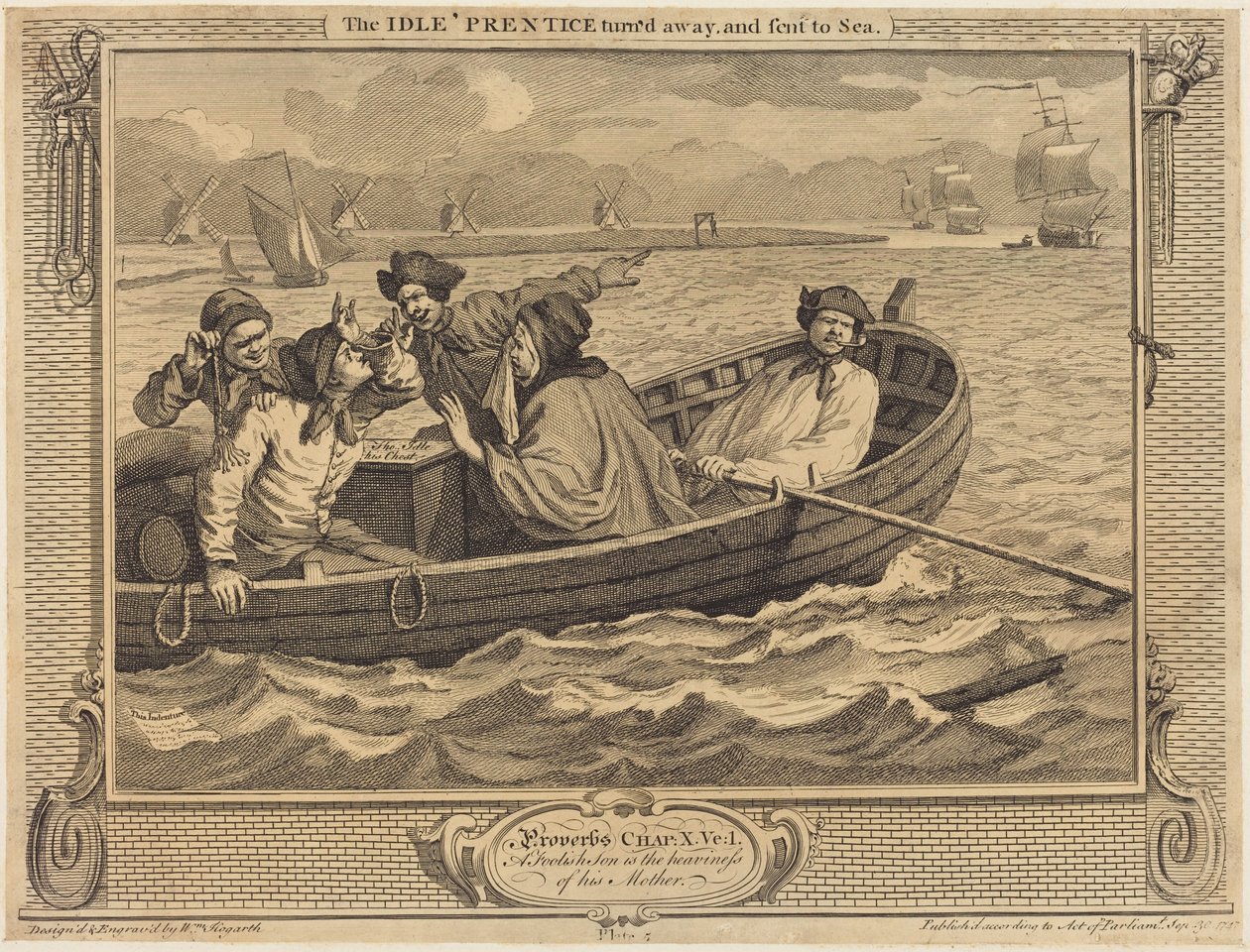 Den dovne lærling bliver bortvist og sendt til søs af William Hogarth