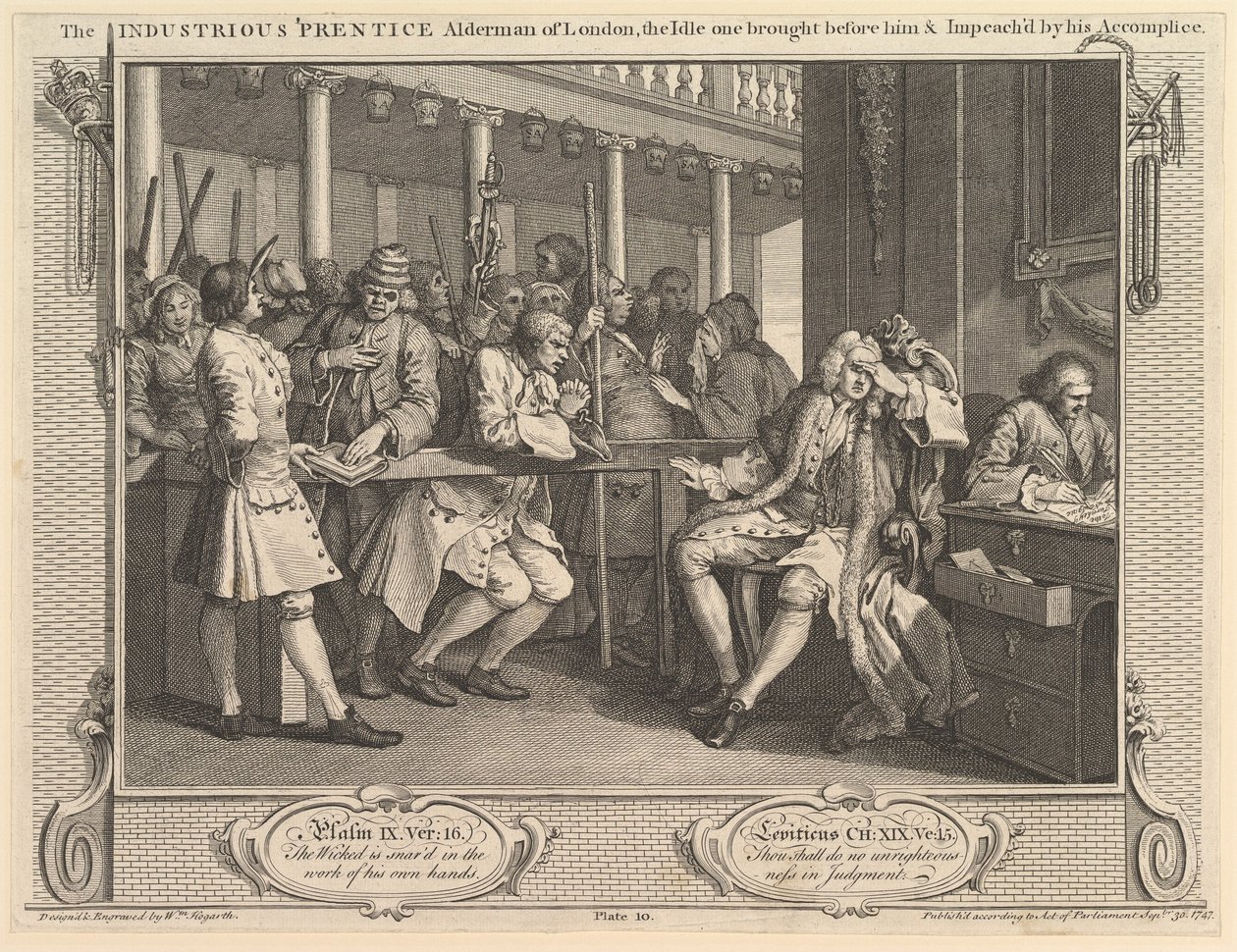 Den flittige Prentice Alderman i London, den ledige bragt før Hej..., 30. september 1747. af William Hogarth