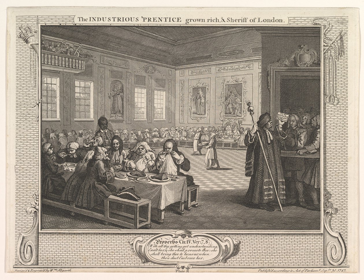 Den flittige Prentice Grown Rich og Sheriff of London Industry and Idl..., 30. september 1747. af William Hogarth