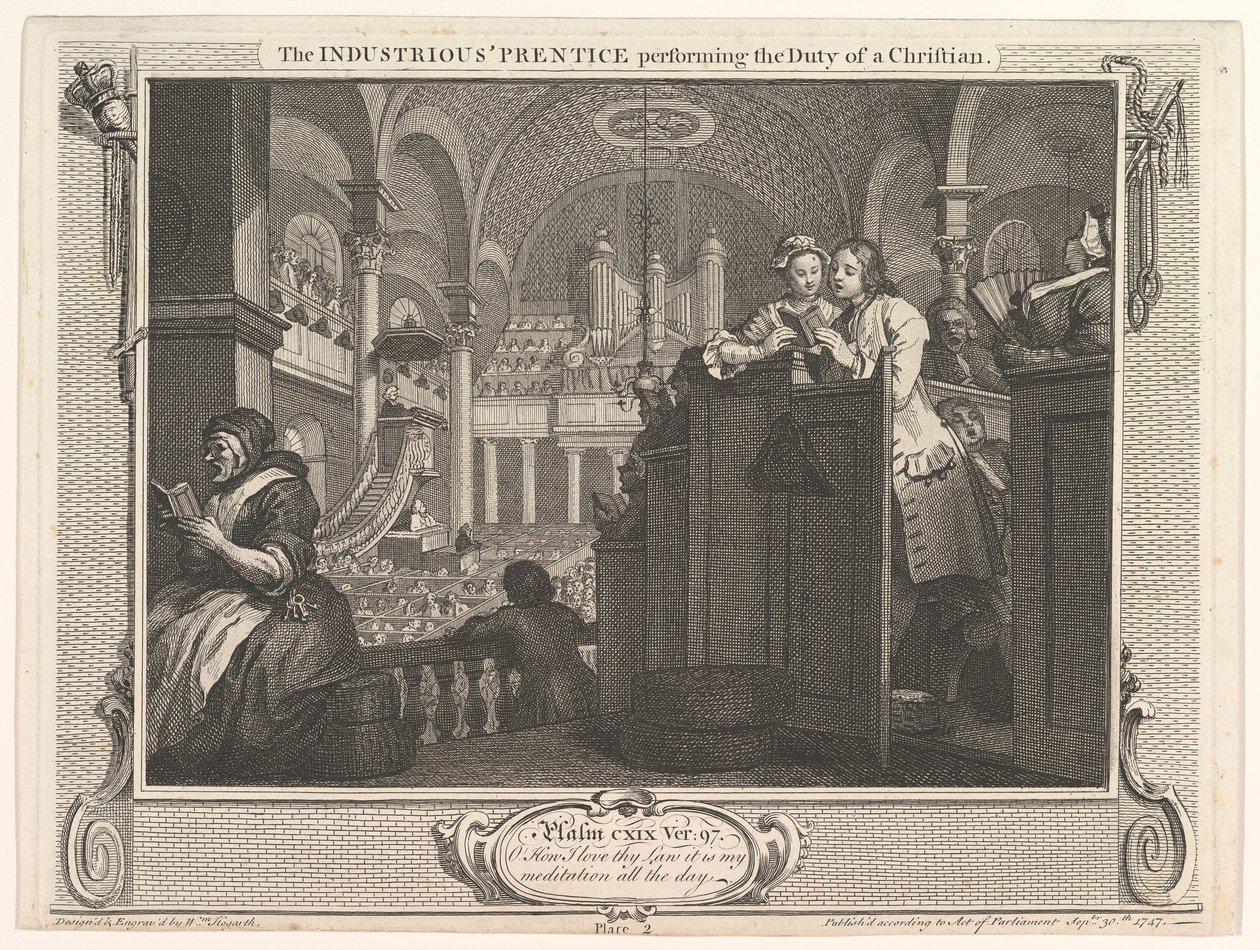 Den flittige Prentice, der udfører en kristen industris pligt og jeg..., 30. september 1747. af William Hogarth